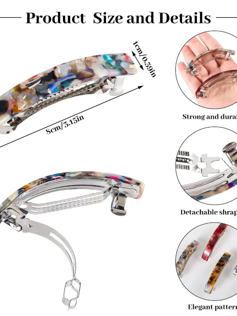 6 Pcs Hair Barrettes for Women Girls, French Flat Hair Clips Accessories for Lon